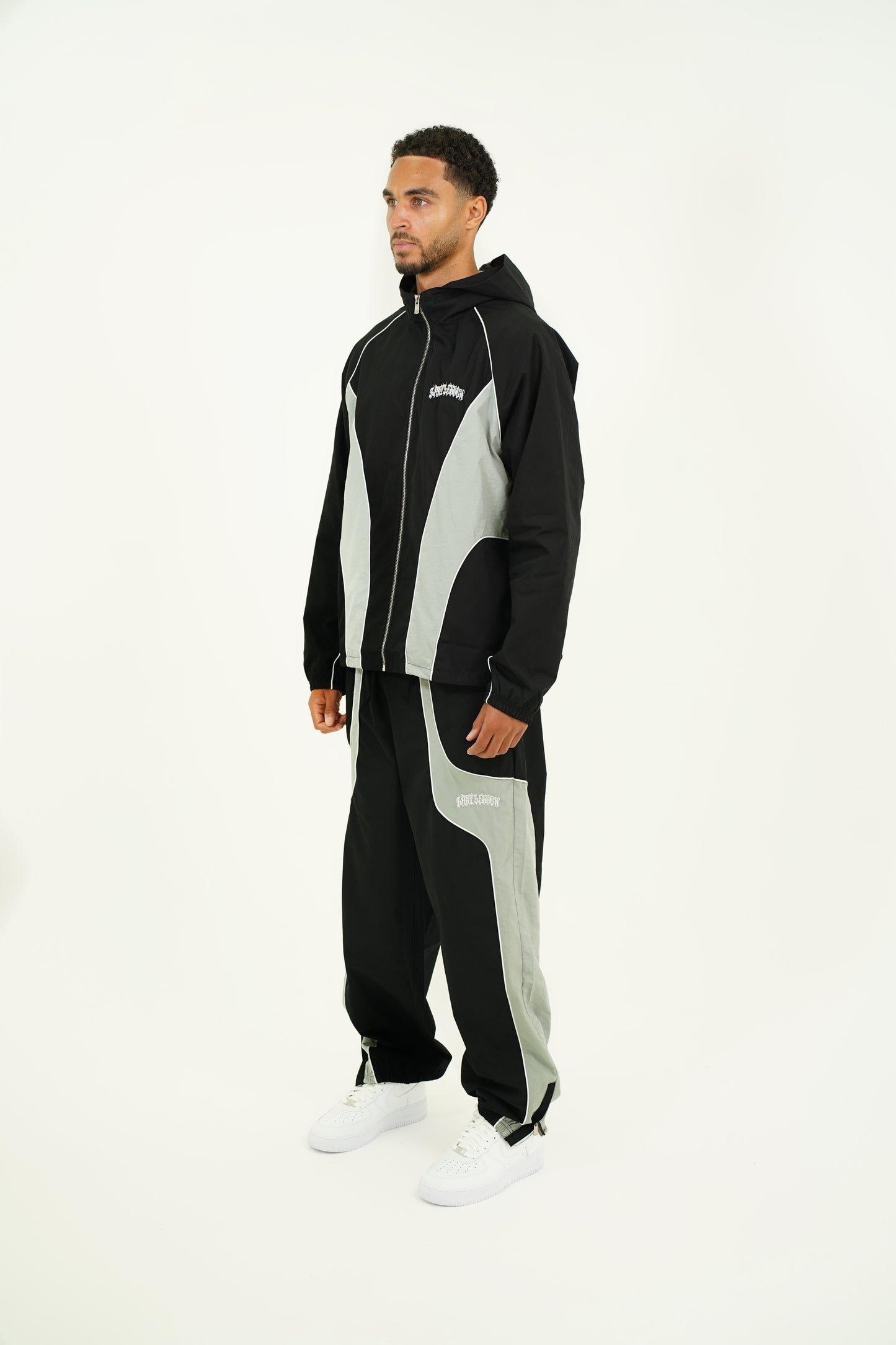 Black/Grey Shell Tracksuit Bottom
