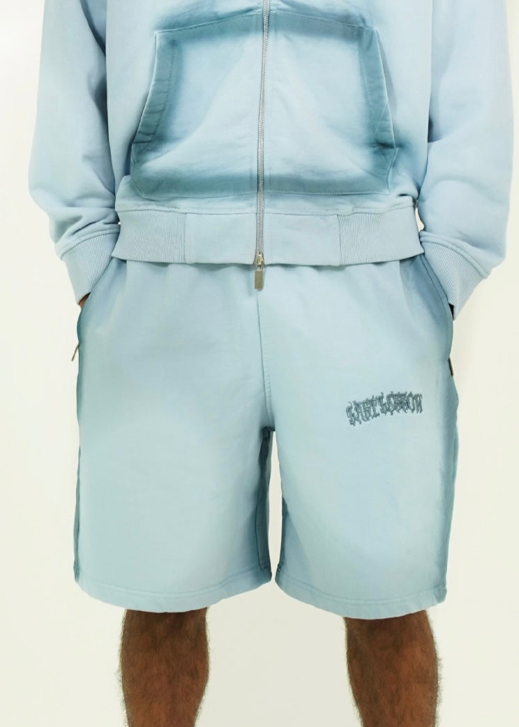 Blue Sprayed Shorts