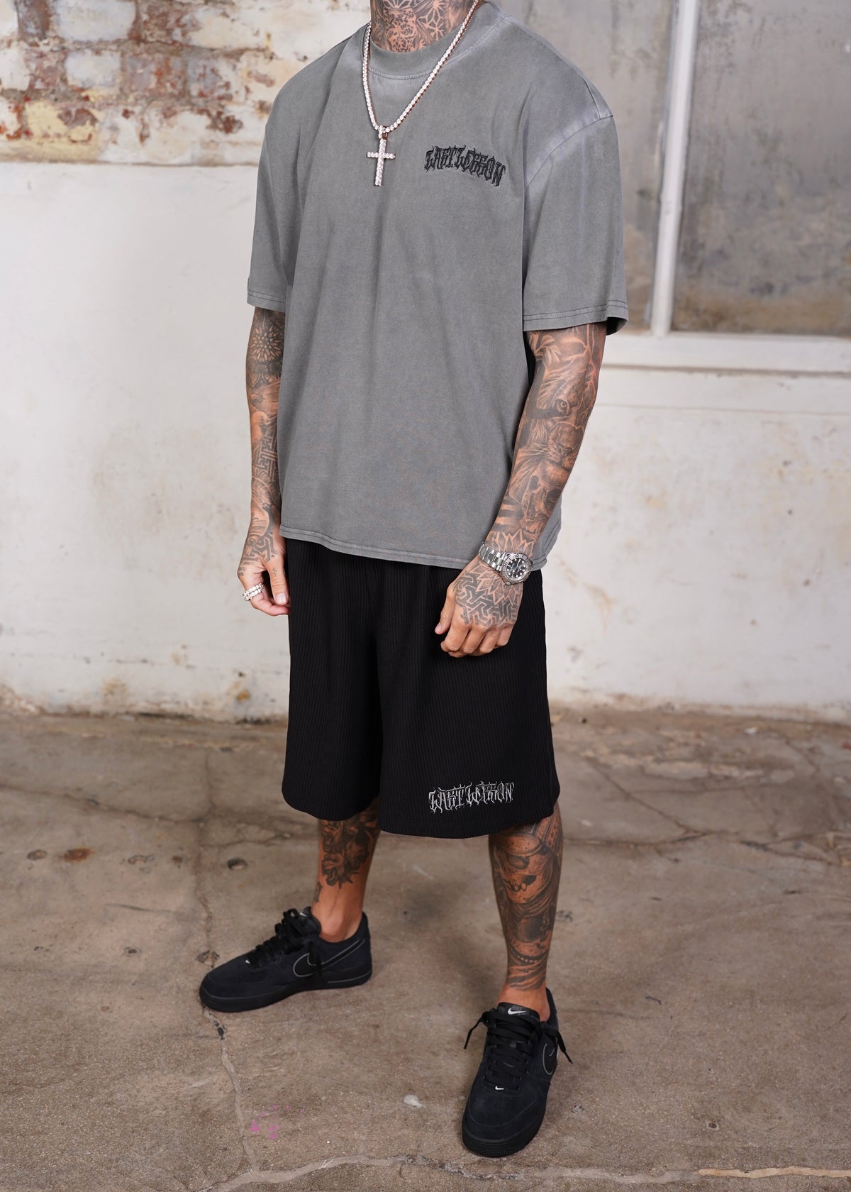 Pleated Script Shorts