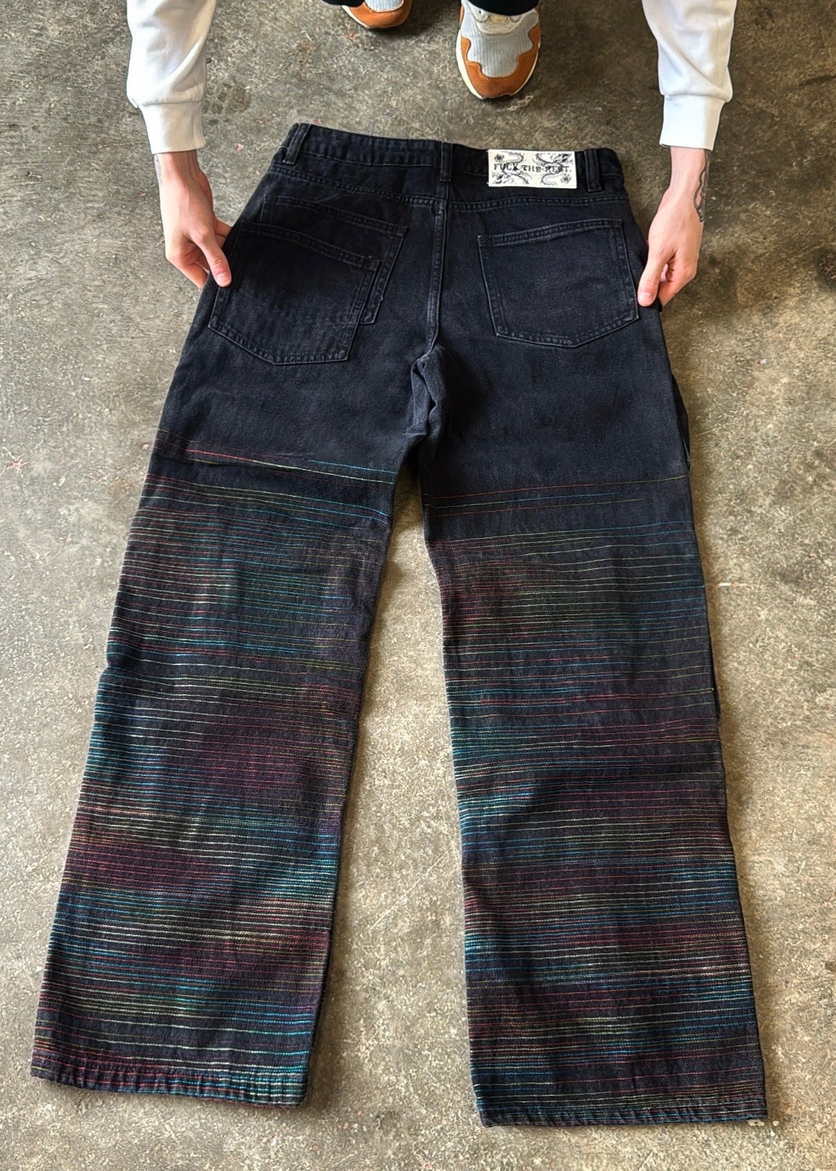 Black Embroidered Utility Cargo