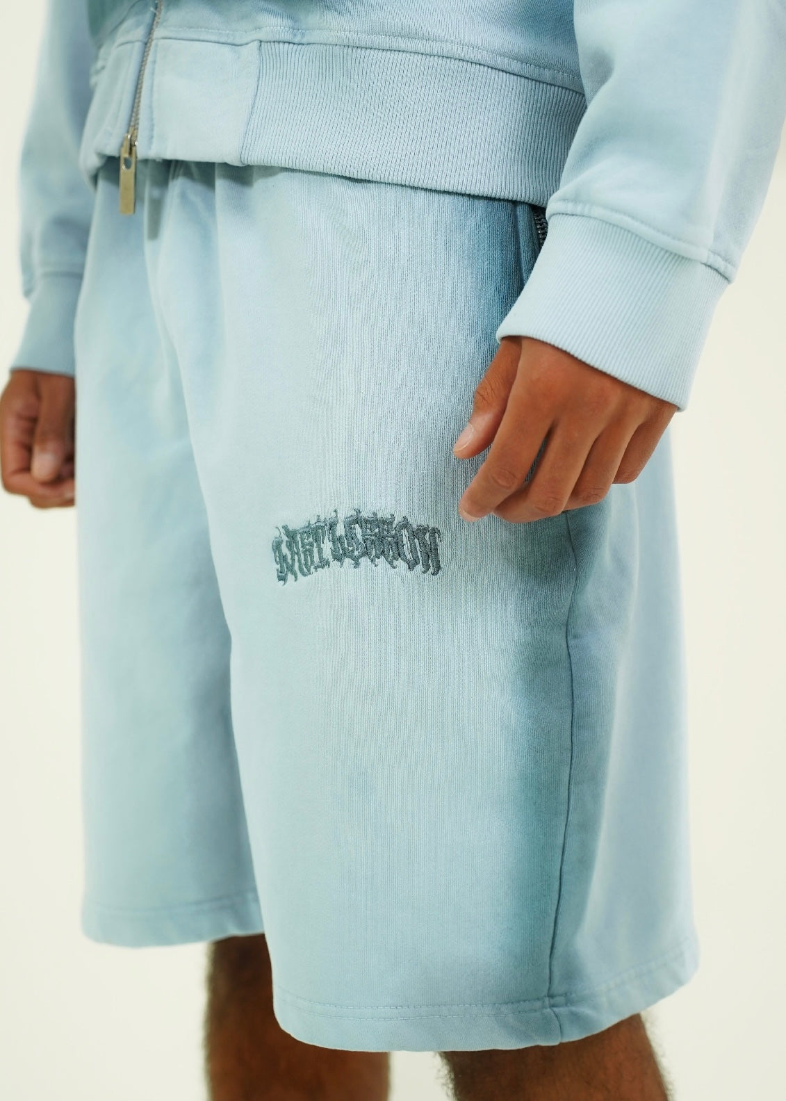 Blue Sprayed Shorts