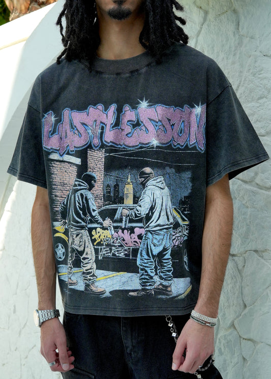 Black Washed Graffiti T-Shirt