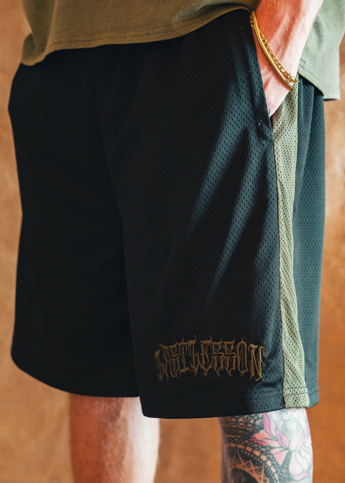 Mesh Shorts Black/Khaki
