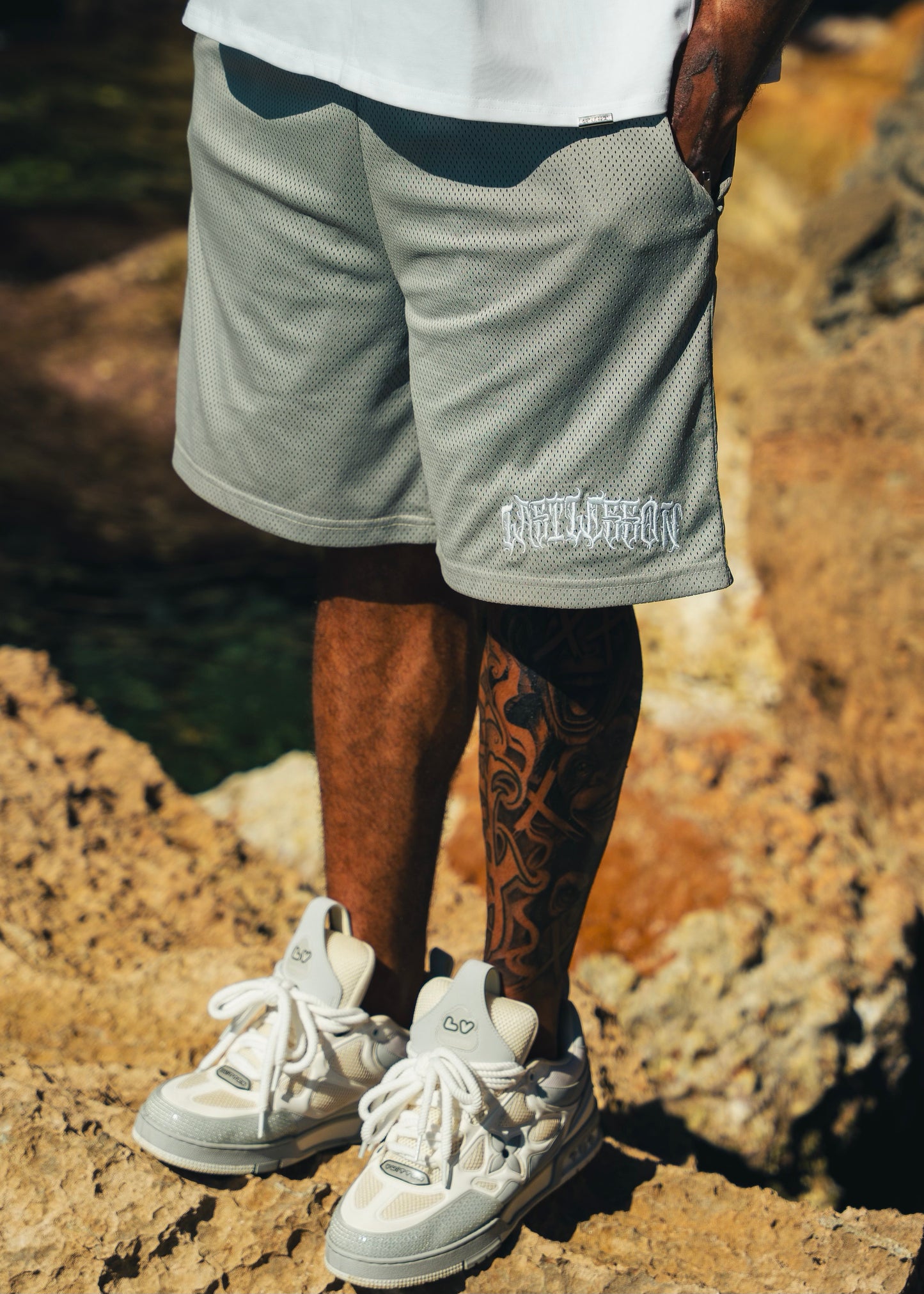 - Script Mesh Shorts Grey