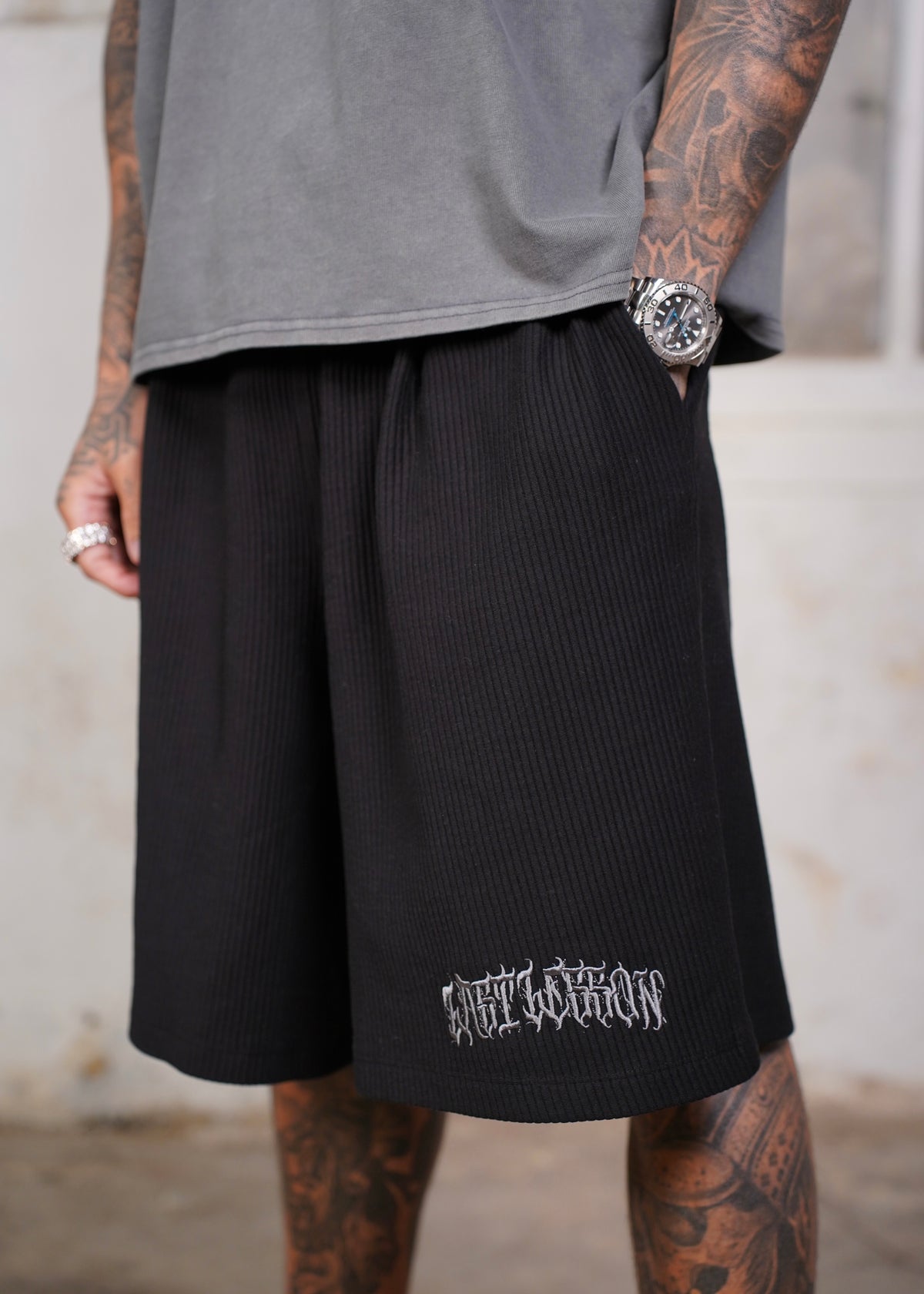 Pleated Script Shorts