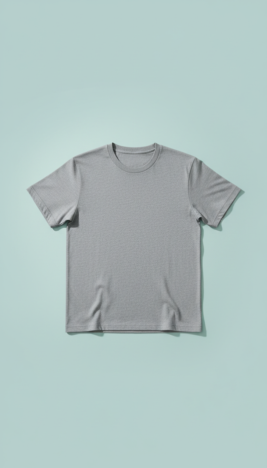 Concrete grey cotton crewneck tee