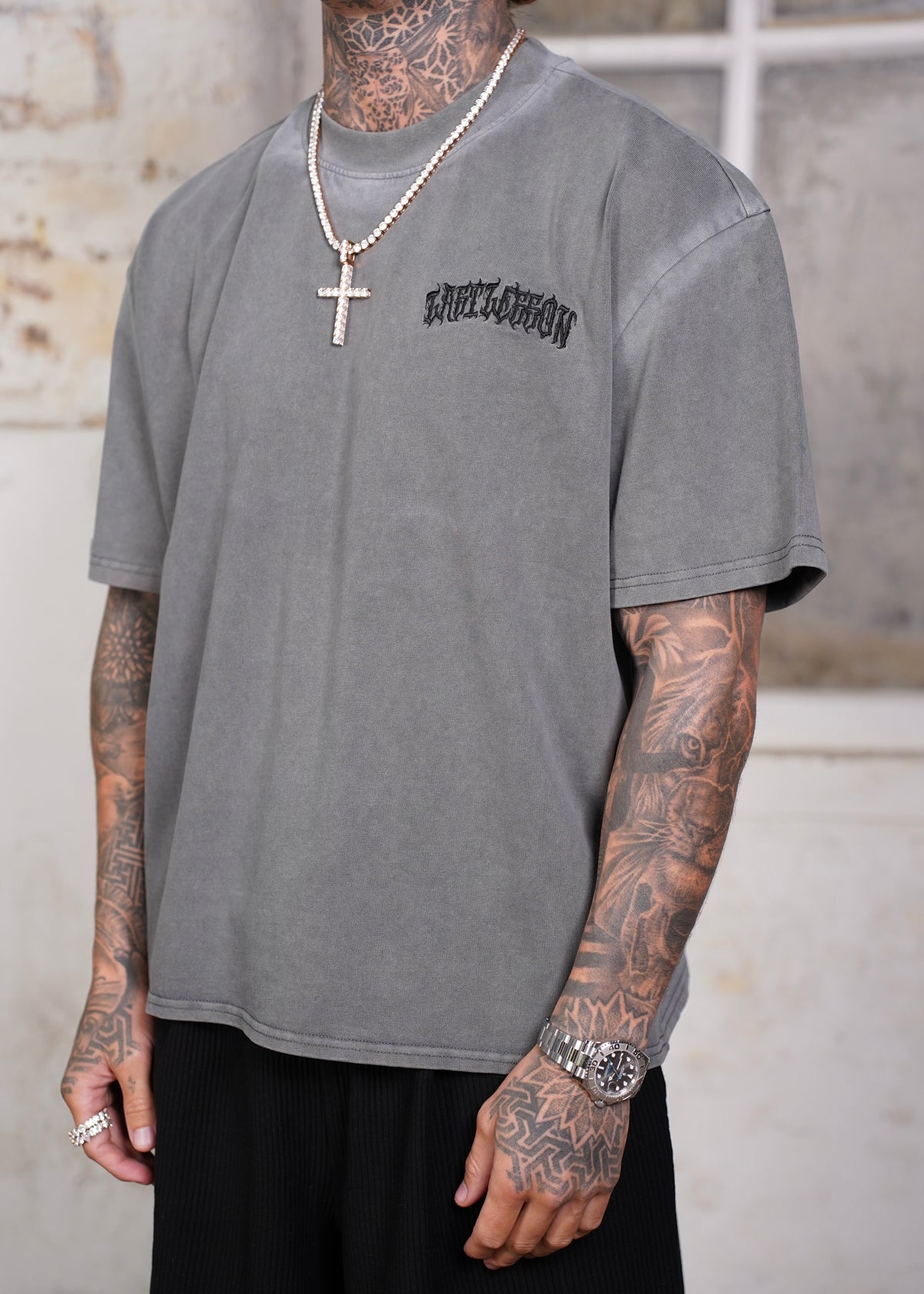 Washed Grey Script T-Shirt