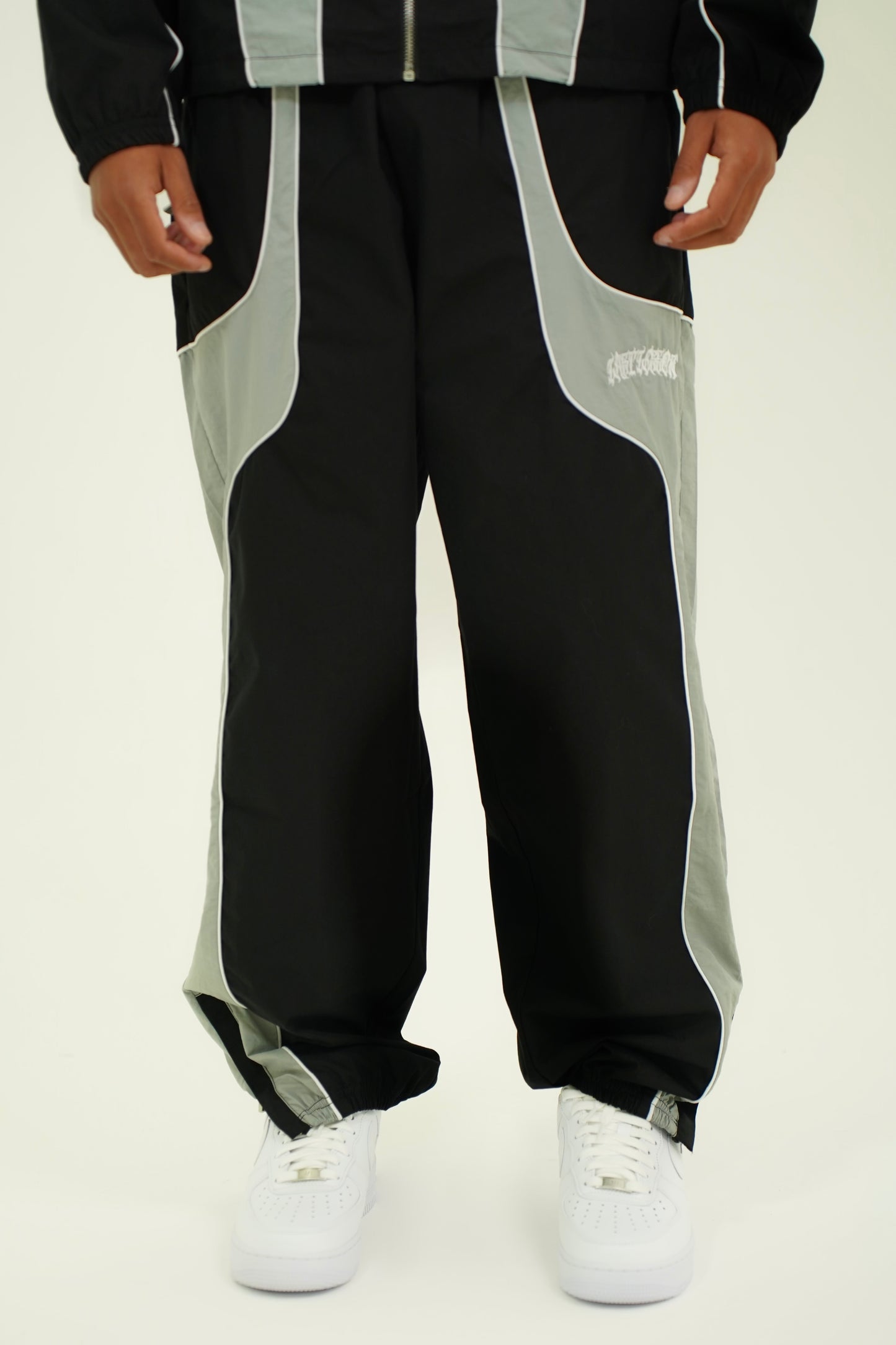 Black/Grey Shell Tracksuit Bottom