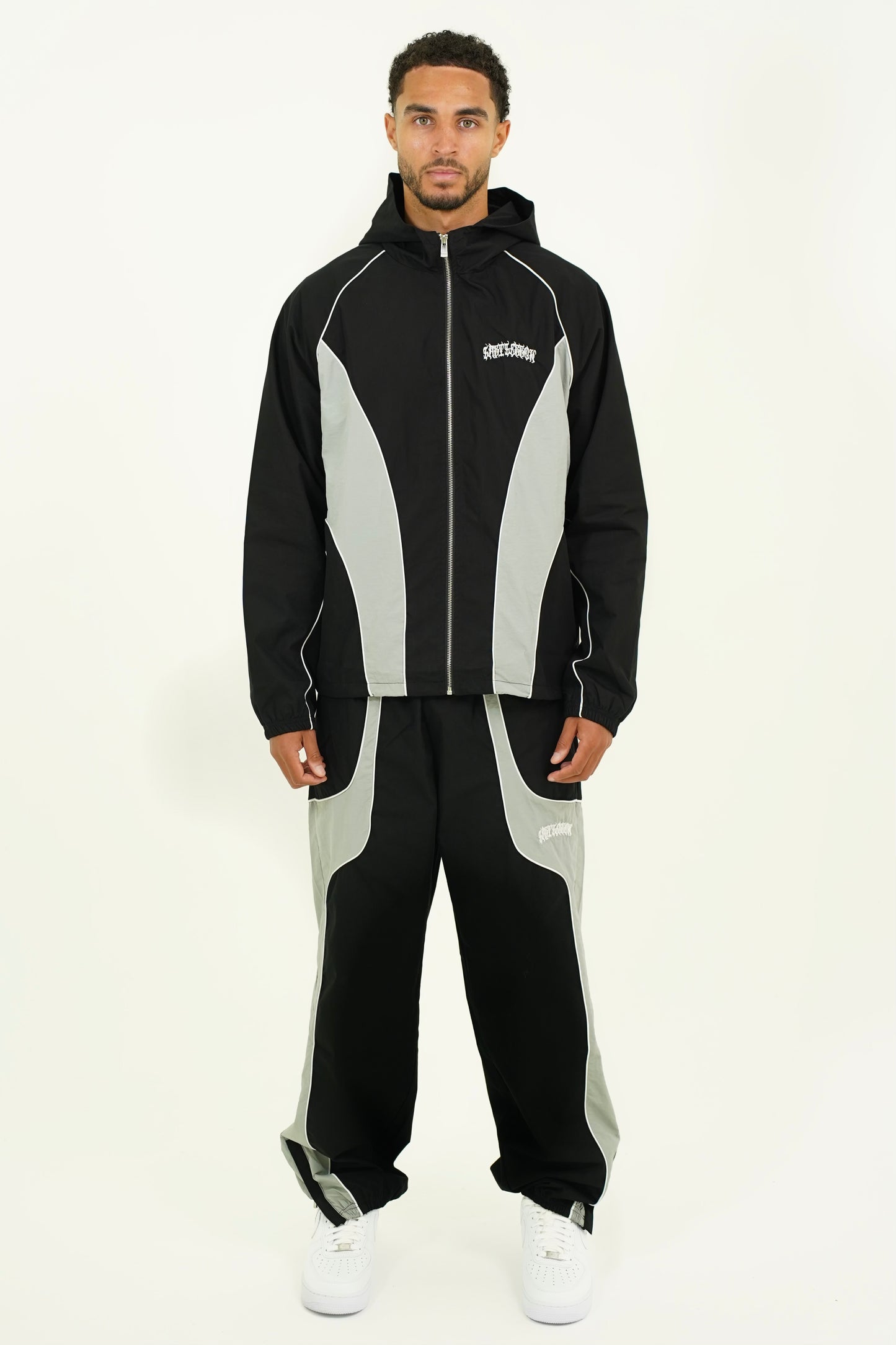 Black/Grey Shell Tracksuit Bottom